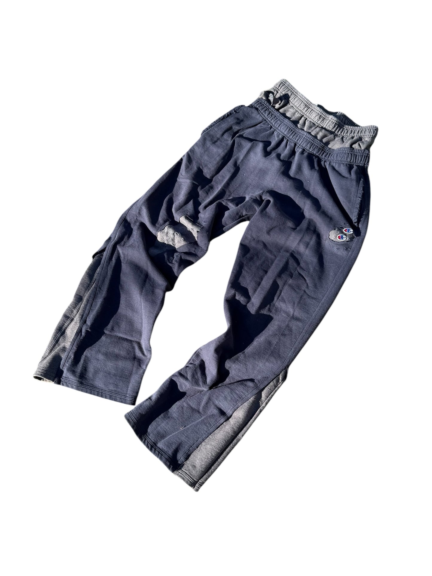 double-waisted reworked Champion sweatpants